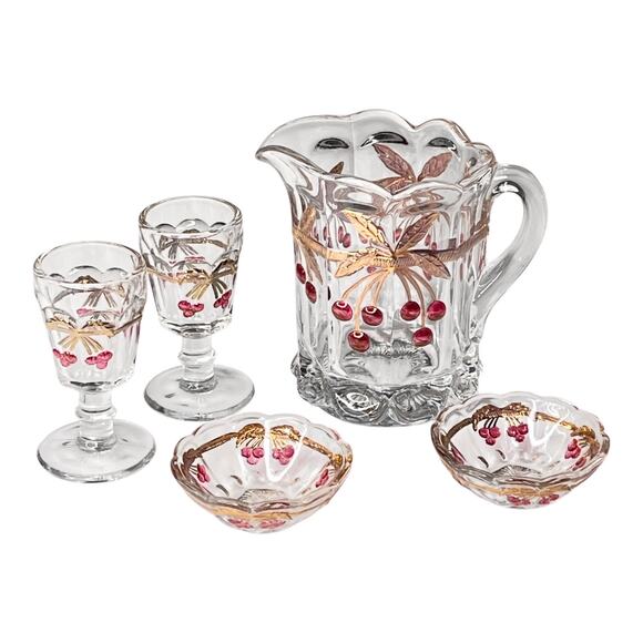American Girl Samantha Mosser Glass PITCHER + GLASSES & BOWLS Victorian Lemonade - Picture 9 of 9